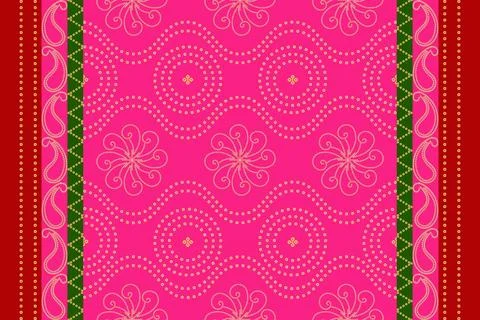 Ethnic Pattern. Ethnic India Bhandhani seamless pattern for embroidery, tex.. Stock Illustration