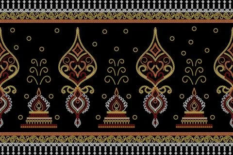 Ethnic Pattern. Ethnic India Bhandhani seamless pattern for embroidery, tex.. Stock Illustration