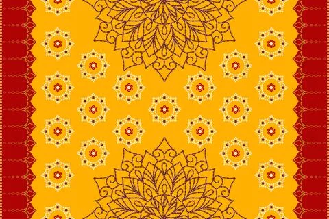 Ethnic Pattern. Ethnic India Bhandhani seamless pattern for embroidery, tex.. Stock Illustration