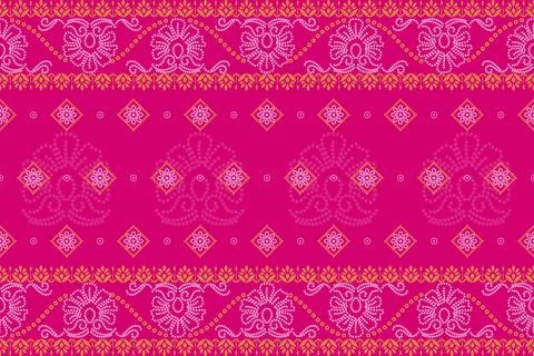 Ethnic Pattern. Ethnic India Bhandhani seamless pattern for embroidery, tex.. Stock Illustration
