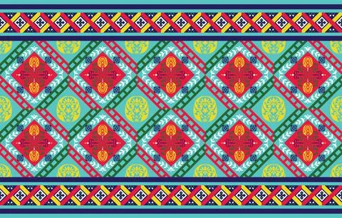 Ethnic Pattern. Ethnic India geometric pattern oriental style for tile and .. Stock Illustration