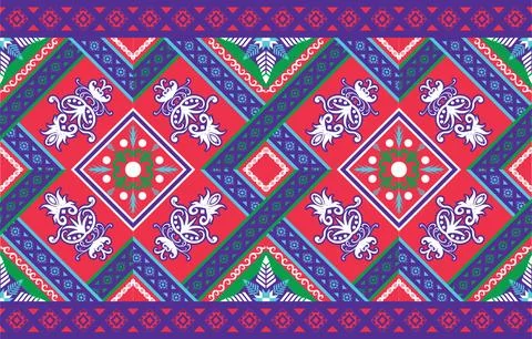 Ethnic Pattern. Ethnic India geometric pattern oriental style for tile and .. Stock Illustration