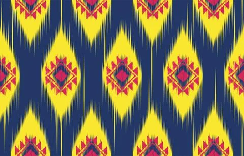 Ethnic Pattern. Ethnic India Ikat seamless pattern design. Indian tradition.. Stock Illustration