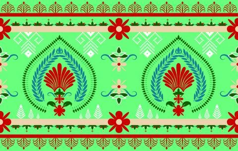 Ethnic Pattern. Ethnic India seamless pattern design oriental style. Damask.. Stock Illustration
