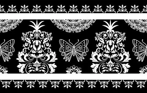 Ethnic Pattern. Ethnic India seamless pattern design oriental style. Damask.. Stock Illustration