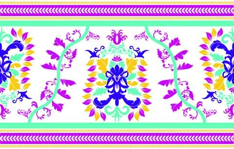 Ethnic Pattern. Ethnic India seamless pattern design oriental style. Damask.. Stock Illustration