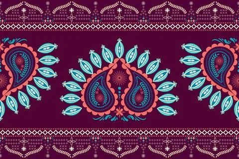Ethnic Pattern. Ethnic India seamless pattern design oriental style. Damask.. Stock Illustration