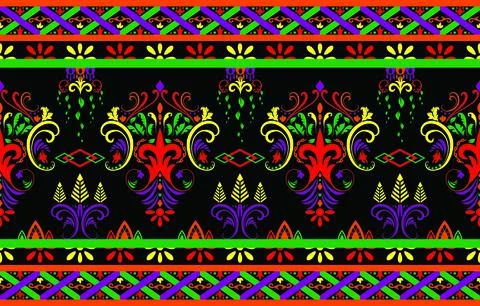 Ethnic Pattern. Ethnic India seamless pattern design oriental style. Damask.. Stock Illustration