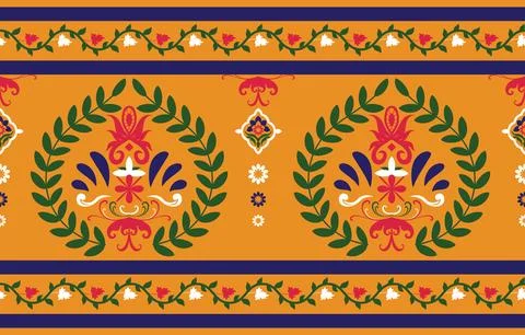 Ethnic Pattern. Ethnic India seamless pattern design oriental style. Damask.. Stock Illustration