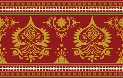 Ethnic Pattern. Ethnic India seamless pattern design oriental style. Damask.. Stock Illustration