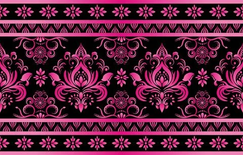 Ethnic Pattern. Ethnic India seamless pattern design oriental style. Damask.. Stock Illustration