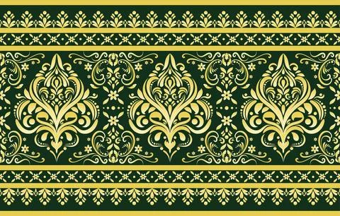 Ethnic Pattern. Ethnic India seamless pattern design oriental style. Damask.. Stock Illustration