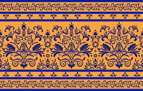 Ethnic Pattern. Ethnic India seamless pattern design oriental style. Damask.. Stock Illustration
