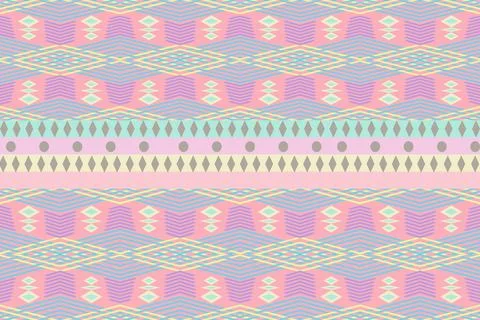 Ethnic pattern from geometric shape combine to be beautiful stripe,pastel col イラスト素材
