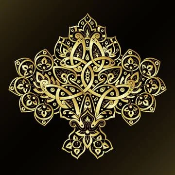 Ethnic pattern in gold and black colors Stock Illustration