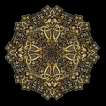 Ethnic pattern in gold and black colors Stock-Illustration
