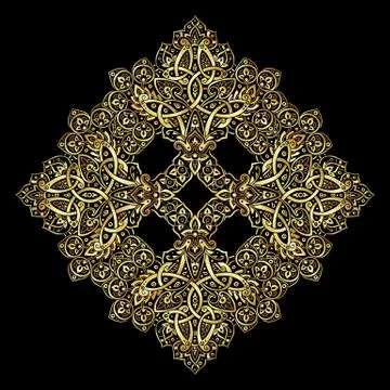 Ethnic pattern in gold and black colors Stock Illustration