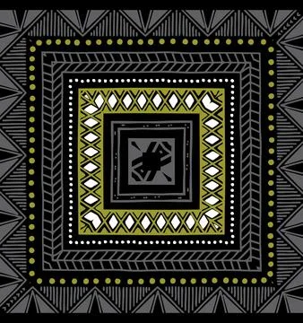 Ethnic pattern with gray and round basic black color Stock Illustration