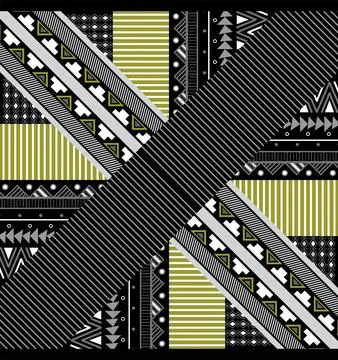 Ethnic pattern with gray lines and diagonal white lines Stock Illustration