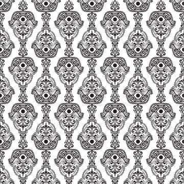 Ethnic pattern with hamsa Stock Illustration