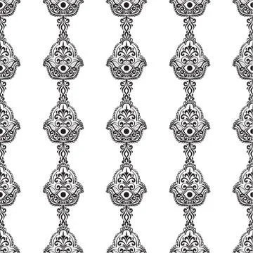 Ethnic pattern with hamsa Stock Illustration