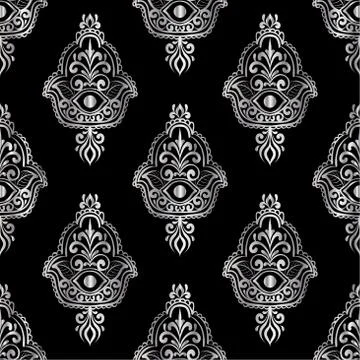 Ethnic pattern with hamsa Stock Illustration