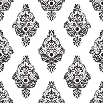 Ethnic pattern with hamsa Stock Illustration