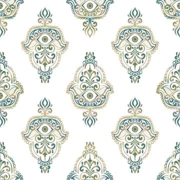 Ethnic pattern with hamsa Stock Illustration