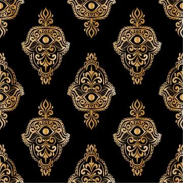 Ethnic pattern with hamsa Stock Illustration