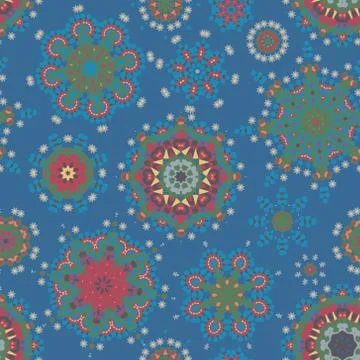 Ethnic pattern in pastel color with stylized flowers Stock Illustration