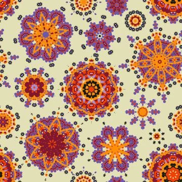 Ethnic pattern in pastel color with stylized flowers Stock Illustration