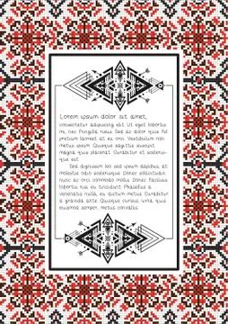 Ethnic pattern with quote blank template on it. Ukrainian folk art. Traditional Stock Illustration