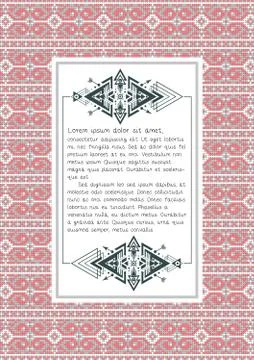 Ethnic pattern with quote blank template on it. Ukrainian folk art. Traditional Illustrazione stock