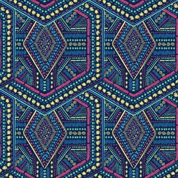 Ethnic pattern. Retro style background. Geometric tribal ornament. Stock-Illustration