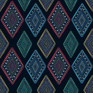 Ethnic pattern. Retro style background. Geometric tribal ornament. Ilustração Stock