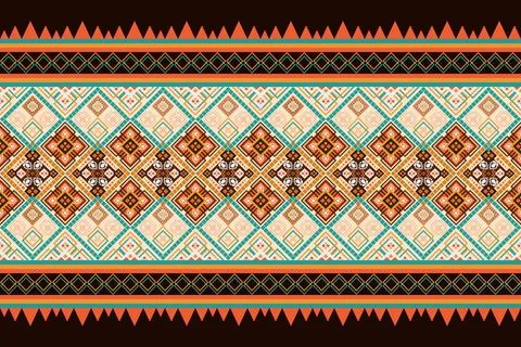 Ethnic pattern seamless geometric,Aztec embroidery border seamless patterns イラスト素材