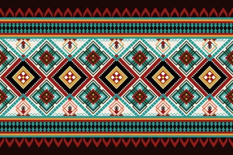 Ethnic pattern seamless geometric,Aztec embroidery border seamless patterns Illustrazione stock
