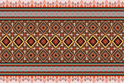 Ethnic pattern seamless geometric,Aztec embroidery border seamless patterns Stock Illustration