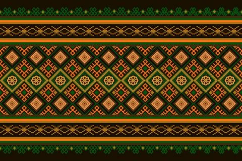 Ethnic pattern seamless geometric,Aztec embroidery border seamless patterns Stock Illustration