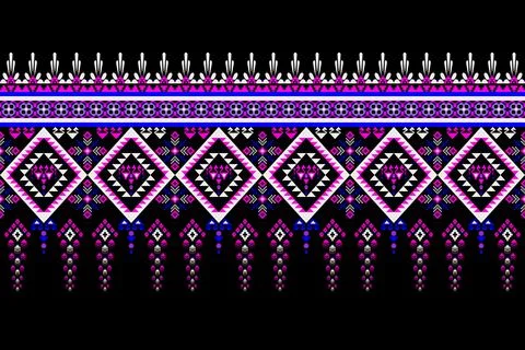 Ethnic pattern seamless geometric,Aztec embroidery border seamless patterns Illustrazione stock