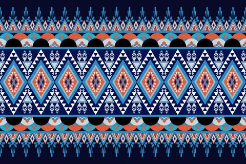 Ethnic pattern seamless geometric,Aztec embroidery border seamless patterns Stock Illustration