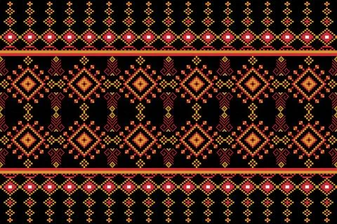Ethnic pattern seamless geometric,Aztec embroidery border seamless patterns Stock Illustration