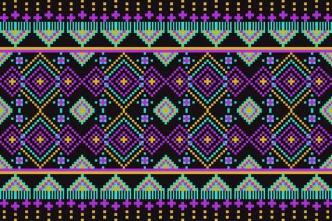 Ethnic pattern seamless geometric,Aztec embroidery border seamless patterns Stock Illustration
