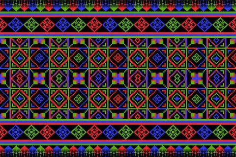 Ethnic pattern seamless geometric,Aztec embroidery border seamless patterns Stock Illustration
