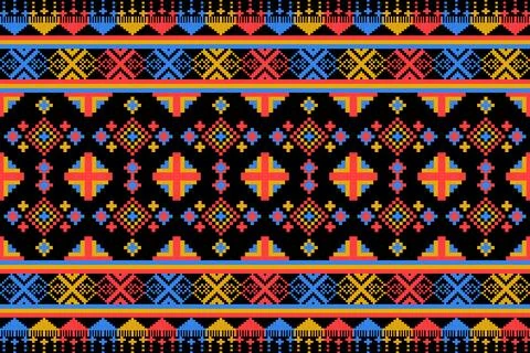 Ethnic pattern seamless geometric,Aztec embroidery border seamless patterns Stock Illustration