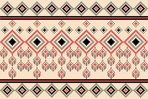 Ethnic pattern seamless geometric,Aztec embroidery border seamless patterns Stock Illustration