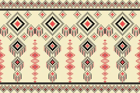 Ethnic pattern seamless geometric,Aztec embroidery border seamless patterns Stock Illustration
