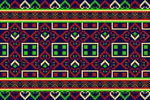 Ethnic pattern seamless geometric,Aztec embroidery border seamless patterns Stock Illustration