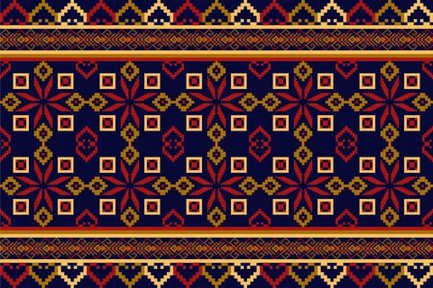 Ethnic pattern seamless geometric,Aztec embroidery border seamless patterns Illustrazione stock