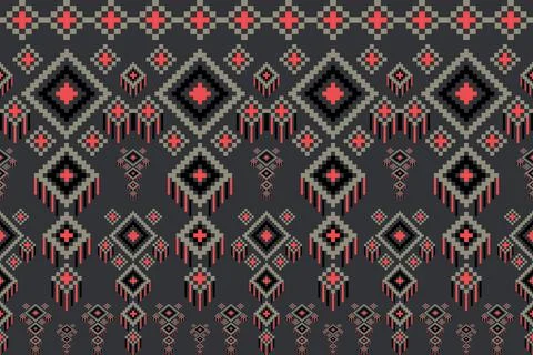 Ethnic pattern seamless geometric,Aztec embroidery border seamless patterns Stock Illustration